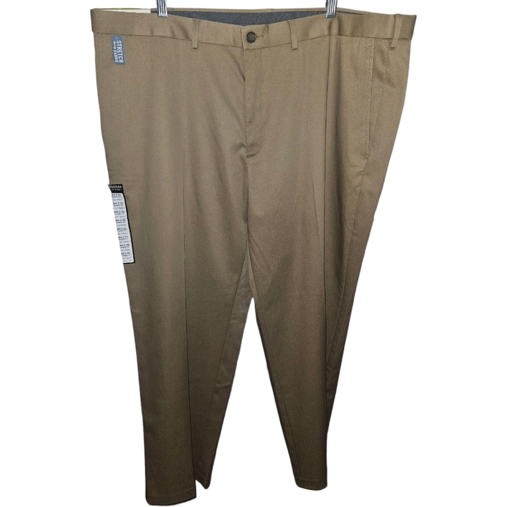 NWT Men's Haggar Clothing Premium No Iron Khaki Flat Front Classic Fit Pants